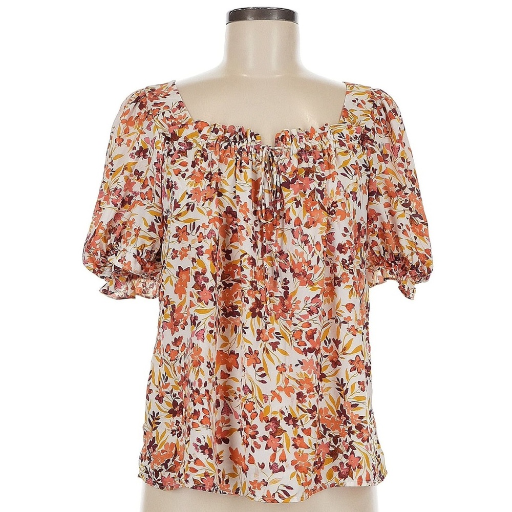 CeCe Floral Blouse - Orange and Yellow